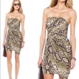Michael Kors Snake Print Dress Python Strapless 6
